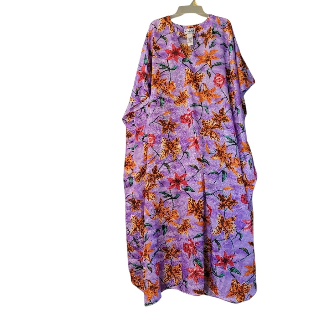 Winlar vintage tiger lily print kaftan - OS.          O22